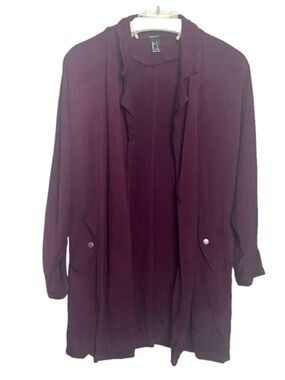 FOREVER 21 Plum Purple Longline Open Front Blazer Jacket Rayon Women’s Small